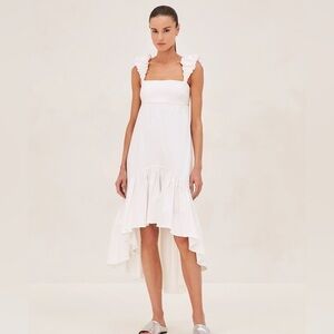 Alexis Natalia Ruffled Empire High-Low Midi Dress